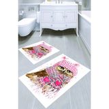 Resmiro Atkılı Baykuş Desenli 2li Banyo Paspası (50X60 cm - 60X100 Cm) - Çok Renkli - 60 x 100 cm