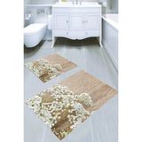 Resmiro Bahar Çiçeği Desenli Kaymaz Taban Yıkanabilir 2'li Desenli Banyo Paspası (50X60 cm - 60X100 Cm) - Renkli