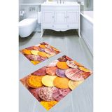 Resmiro Canlı Deniz Kabukları Desenli 2li Banyo Paspası (50X60 cm - 60X100 Cm) - Çok Renkli - 60 x 100 cm