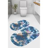 Resmiro Çatlak Gölge Desenli Kaymaz Taban Yıkanabilir 2'li Desenli Banyo Paspası (50X60 cm - 60X100 Cm) - Renkli