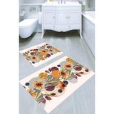Resmiro Çember Çiçek Desenli Kaymaz Taban Yıkanabilir 2'li Desenli Banyo Paspası (50X60 cm - 60X100 Cm) - Renkli