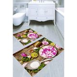 Resmiro Çiçek Bakımı Desenli Kaymaz Taban Yıkanabilir 2'li Desenli Banyo Paspası (50X60 cm - 60X100 Cm) - Renkli