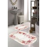 Resmiro Çiçek Desenli Kaymaz Taban Yıkanabilir 2'li Desenli Banyo Paspası (50X60 cm - 60X100 Cm) - Renkli