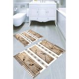 Resmiro Daldaki Kuşlar Desenli Kaymaz Taban Yıkanabilir 2'li Desenli Banyo Paspası (50X60 cm - 60X100 Cm) - Renkli