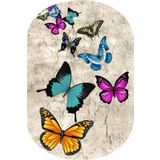 Resmiro Eskitme Kelebek Desenli 2'li Banyo Paspası(50x60 Cm - 60x100 Cm) Brc5010