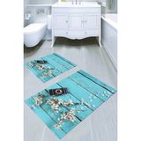 Resmiro Eskitme Zemin Desenli Kaymaz Taban Yıkanabilir 2'li Desenli Banyo Paspası (50X60 cm - 60X100 Cm) - Renkli