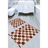Resmiro Etnik Geometrik Desenli Kaymaz Taban Yıkanabilir 2'li Desenli Banyo Paspası (50X60 cm - 60X100 Cm) - Renkli