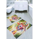 Resmiro Fosforlu Balık Desenli Kaymaz Taban Yıkanabilir 2'li Desenli Banyo Paspası (50X60 cm - 60X100 Cm) - Renkli