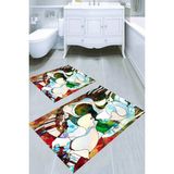 Resmiro Gizli Silüetler Kaymaz Taban Yıkanabilir 2'li Desenli Banyo Paspası (50X60 cm - 60X100 Cm) - Renkli
