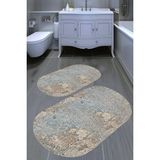 Resmiro Gölge Eskitme Desenli Kaymaz Taban Yıkanabilir 2'li Desenli Banyo Paspası (50X60 cm - 60X100 Cm) - Renkli