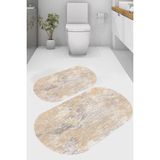 Resmiro Gölgeli Eskitme Desenli Kaymaz Taban Yıkanabilir 2'li Desenli Banyo Paspası (50X60 cm - 60X100 Cm) - Renkli