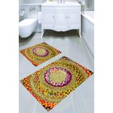 Resmiro Hasır Örgü Desenli Kaymaz Taban Yıkanabilir 2'li Desenli Banyo Paspası (50X60 cm - 60X100 Cm) - Renkli