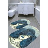 Resmiro Havalı Portre Desenli Kaymaz Taban Yıkanabilir 2'li Desenli Banyo Paspası (50X60 cm - 60X100 Cm) - Renkli
