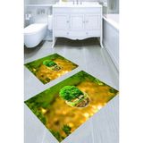Resmiro Hayat Ağacı Desenli Kaymaz Taban Yıkanabilir 2'li Desenli Banyo Paspası (50X60 cm - 60X100 Cm) - Renkli