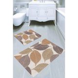 Resmiro Kabartma Yaprak Desenli Kaymaz Taban Yıkanabilir 2'li Desenli Banyo Paspası (50X60 cm - 60X100 Cm) - Renkli