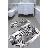Resmiro Kaplan Desenli Kaymaz Taban Yıkanabilir 2'li Desenli Banyo Paspası (50X60 cm - 60X100 Cm) - Renkli