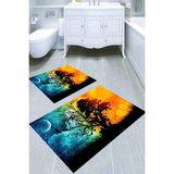 Resmiro Karanlığın Birleşimi Desenli Kaymaz Taban Yıkanabilir 2'li Desenli Banyo Paspası (50X60 cm - 60X100 Cm) - Renkli
