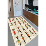 Resmiro Kaymaz Taban Yıkanabilir Afrika Yerlileri Tasarımlı Mutfak Halısı - 80 x 400 cm - Renkli