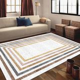 Resmiro Kaymaz Taban Yıkanabilir Renkli Çizgili Desenli Dijital Baskılı Halı - 140 x 200 cm