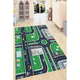 Resmiro Kaymaz Taban Yıkanabilir Trafik Oyunu Desenli Çocuk Halısı - 100 x 250 cm - Renkli