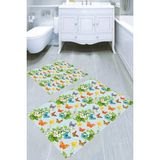 Resmiro Kelebeklerin Dansı Desenli Kaymaz Taban Yıkanabilir 2'li Desenli Banyo Paspası (50X60 cm - 60X100 Cm) - Renkli