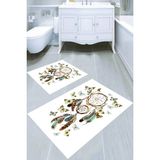 Resmiro Kelebekli Rüya Kapanı Desenli Kaymaz Taban Yıkanabilir 2'li Desenli Banyo Paspası (50X60 cm - 60X100 Cm) - Renkli