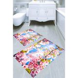 Resmiro Kır Çiçekleri Güneş Yansıması Desenli Kaymaz Taban Yıkanabilir 2'li Desenli Banyo Paspası (50X60 cm - 60X100 Cm) - Renkli