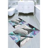 Resmiro Kozmik Mermer Desenli Kaymaz Taban Yıkanabilir 2'li Desenli Banyo Paspası (50X60 cm - 60X100 Cm) - Renkli