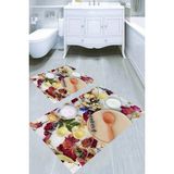 Resmiro Kurumuş Çiçekler Desenli Kaymaz Taban Yıkanabilir 2'li Desenli Banyo Paspası (50X60 cm - 60X100 Cm) - Renkli