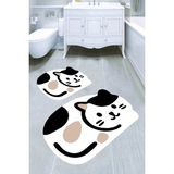 Resmiro Lazer Kesim Kedi Desenli 2li Banyo Paspası (50X60 cm - 60X100 Cm) - Çok Renkli - 60 x 100 cm