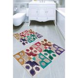 Resmiro Motif Birleşimli 2li Banyo Paspası (50X60 cm - 60X100 Cm) - Çok Renkli - 60 x 100 cm