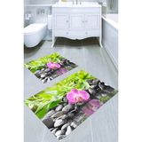 Resmiro Orkide Yansıması Desenli 2li Banyo Paspası (50X60 cm - 60X100 Cm) - Çok Renkli - 60 x 100 cm