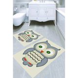 Resmiro Örme Baykuş Desenli 2li Banyo Paspası (50X60 cm - 60X100 Cm) - Çok Renkli - 60 x 100 cm