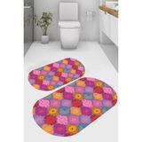 Resmiro Otantik Renkli Desenli Kaymaz Taban Yıkanabilir 2'li Desenli Banyo Paspası (50X60 cm - 60X100 Cm)