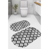 Resmiro Oval Geometrik Desenli Kaymaz Taban Yıkanabilir 2'li Desenli Banyo Paspası (50X60 cm - 60X100 Cm) - Renkli
