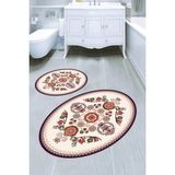 Resmiro Oval Modern Motifli 2li Banyo Paspası (50X60 cm - 60X100 Cm) - Çok Renkli - 60 x 100 cm