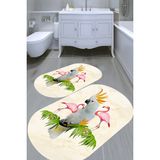 Resmiro Papağan ve Flamingolar Desenli 2li Banyo Paspası (50X60 cm - 60X100 Cm) - Çok Renkli - 60 x 100 cm