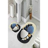 Resmiro Parmak Desenli Kaymaz Taban Yıkanabilir 2'li Desenli Banyo Paspası (50X60 cm - 60X100 Cm) - Renkli