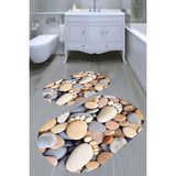 Resmiro Parmak Taş Desenli Kaymaz Taban Yıkanabilir 2'li Desenli Banyo Paspası (50X60 cm - 60X100 Cm) - Renkli