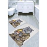 Resmiro Patron Kedi Desenli 2li Banyo Paspası