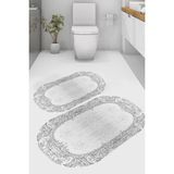 Resmiro Pırlanta Çerçeve Desenli Kaymaz Taban Yıkanabilir 2'li Desenli Banyo Paspası (50X60 cm - 60X100 Cm) - Renkli