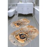 Resmiro Pusula Çarpması Desenli Kaymaz Taban Yıkanabilir 2'li Desenli Banyo Paspası (50X60 cm - 60X100 Cm) - Renkli