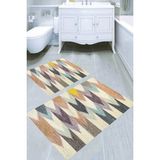 Resmiro Renk Katmanları Desenli Kaymaz Taban Yıkanabilir 2'li Desenli Banyo Paspası (50X60 cm - 60X100 Cm) - Renkli