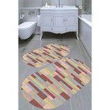 Resmiro Renkli Parke Desenli Kaymaz Taban Yıkanabilir 2'li Desenli Banyo Paspası (50X60 cm - 60X100 Cm)