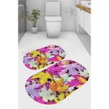 Resmiro Renkli Sonbahar Kaymaz Taban Yıkanabilir 2'li Desenli Banyo Paspası (50X60 cm - 60X100 Cm)