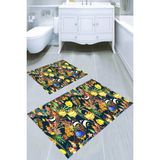 Resmiro Renkli Su Dünyası Desenli Kaymaz Taban Yıkanabilir 2'li Desenli Banyo Paspası (50X60 cm - 60X100 Cm)
