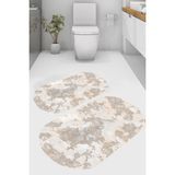 Resmiro Retro Eskitme Desenli Kaymaz Taban Yıkanabilir 2'li Desenli Banyo Paspası (50X60 cm - 60X100 Cm) - Renkli