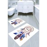 Resmiro Rüya Kapanı Desenli Kaymaz Taban Yıkanabilir 2'li Desenli Banyo Paspası (50X60 cm - 60X100 Cm) - Renkli