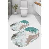 Resmiro Sanatsal Boyalı Desenli Kaymaz Taban Yıkanabilir 2'li Desenli Banyo Paspası (50X60 cm - 60X100 Cm) - Renkli