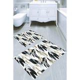 Resmiro Sarkıt Yaprak Desenli Kaymaz Taban Yıkanabilir 2'li Desenli Banyo Paspası (50X60 cm - 60X100 Cm) - Renkli
